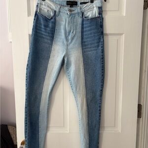 Fashion Nova Two-Tone Blue Skinny Jeans